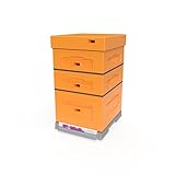 LYSON Optima   Proie d'abeilles en polystyrène   Motif feuille Dadant   Kit de ruche (orange) à monter soi même (cadre adapté : 47 x 43,5 x 30 cm, 47 x 43,5 x 14,5 cm)