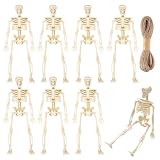 Esqueleto Halloween Pequeño, Decoracion Halloween Esqueleto, Mini Esqueletos Halloweens Decoracion con 5 M Cuerda de Cáñamo, Adecuado para Halloweens, Fiestas de Terror y Casas Encantadas (8PCS)