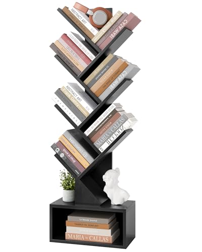 Hoctieon 6 Tier Tree Bookshelf, Tall Bookcase with Drawer, Freestanding Book Shelf, Display Floor...