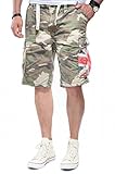 Jet Lag Cargo Shorts SO16-22 Army Green Camouflage UK Union Jack, Größe:W32