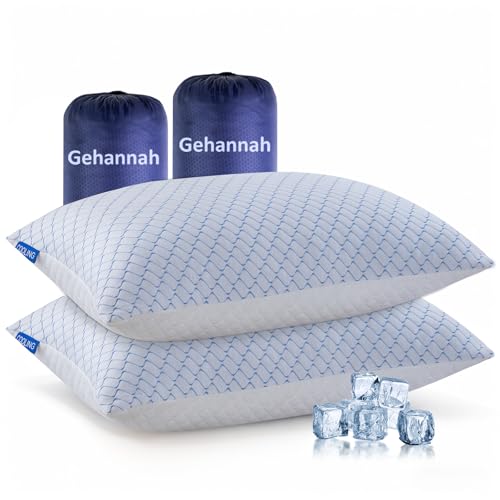 Gehannah Travel Pillow – Large 2 Pack Compressible Camping Pillow for Sleeping – Shredded Memory Foam with 2 Storage Bags – Supportive for Adults, Kids, Outdoor, Backpacking, Hiking Gear