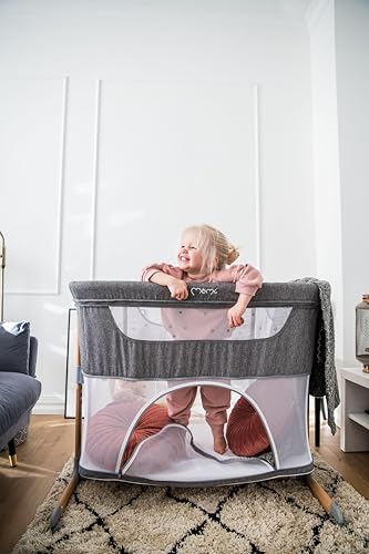 Momi SMART Bed 4-in-1 Kinderbeistellbetten bis 15 kg, Beistellbett für Babys mit Matratze, Höhenverstellbar