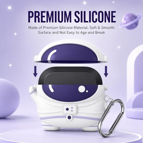 Image of Silicone Cover Compatible with Oneplus Buds Nord 3r (2025), Soft Silicone 360 Full Protection Dust-Proof Shockproof Case Cover with Hook (Cover Only) (Astronaut)