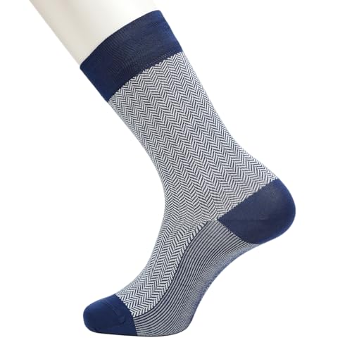 Image of Theater Blue & White Men's Socks | Mercerised Cotton | Mid Calf Length | Anti-Bacterial | Luxury Formal Wear | Soft & Stylish Look