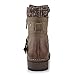 Hawkwell Women's Combat Boots Fashion Side Zipper Buckle Ankle Booties,Khaki PU,5 M US