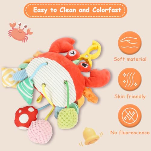 Image of SNOWIE Soft Hanging Toy New Born Baby Toys 0-3 Months Cartoon Plush Crab