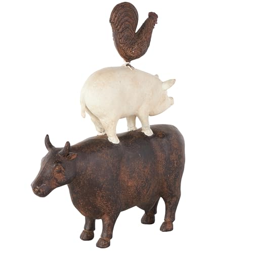Deco 79 Polystone Farm Animals Decorative Sculpture Stacked Home Decor Statue, Accent Figurine 10