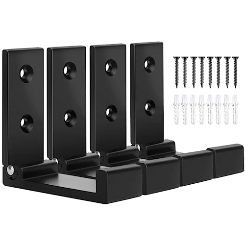 OHIYO Folding Coat Hooks 4pcs Foldable Hook Wall Mounted for Hanging Coat, Jacket, Towel Heavy Duty Wall Hooks Aluminum Alloy Fold up Hooks Headphones Holder Bearing Load 33lb (Black)