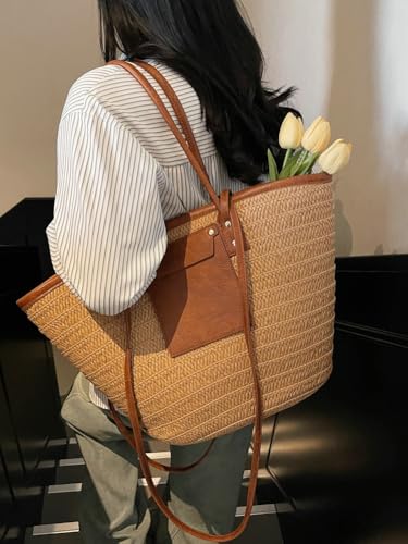 Rungion Straw Beach Bags for Women Large Rattan Woven Tote Shoulder Purse Summer Crossbody Top Handle Handbags for Vacation2