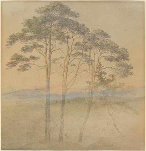 Tableau Toile decoration murale affiche art pins brouillard matinal Ernst Ferdinand Oehme