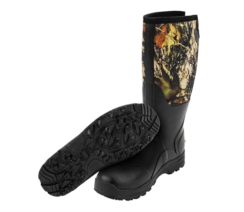 Ubon Men's Waterproof Neoprene Rain Boot Insulated Rubber Boots for Mud Work, Hunting, Fishing and Gardening with Adjustable Mid Calf