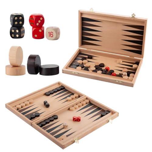 Atemberaubende Klassische Backgammon 29x35cm aus Holz handgefertigt in Buche-Kassette gesetzt!
