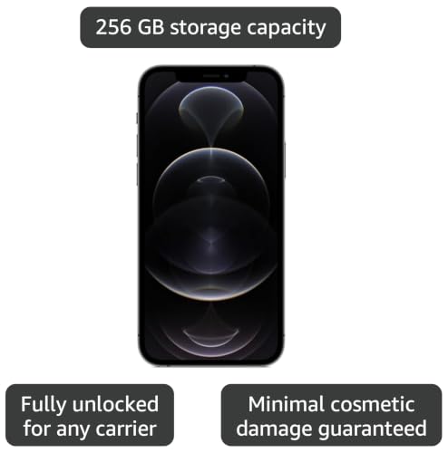 Image of Apple iPhone 12 Pro Max 5G, US Version, 256GB, Graphite - Unlocked (Renewed)