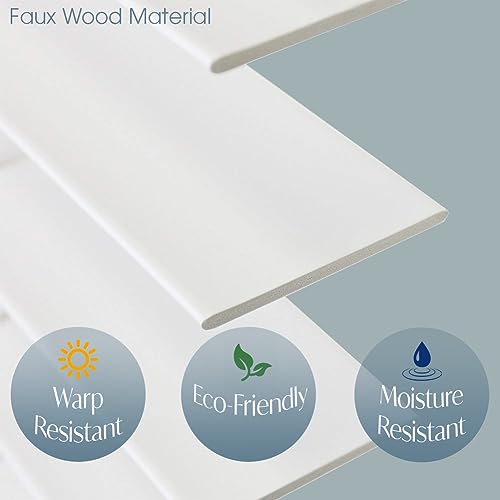 Tailorview FAX4360WH Custom Made 2 Inch Faux Wood Cordless Horizontal Window Blinds thumb #1