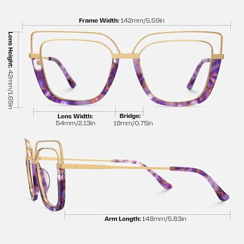 Image of Zeelool Stylish Oversize Cat Eye Blue Light Glasses for Women Computer Glasses Ornella ZJGX370408-01 Purple