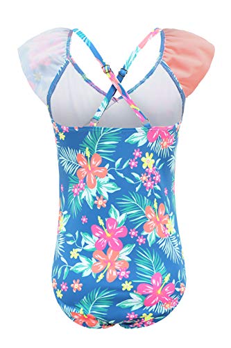 Moon Tree Girls One Piece Swimsuits Off Shoulder Bathing Suit for Kids Summer Ruffler Swimwear 3-16 Years2