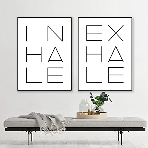 Affiche de yoga Inspirez Exhale lot de 2 toiles minimalistes 40x60cm pour déco murale