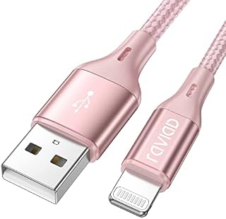 RAVIAD iPhone Charger Cable, [4ft/1.2m, MFi Certified] Nylon Braided Charger Lead Fast Charging Cable for iPhone 13 12 11 Pro Max Xs X XR 8 7 6s 6 SE 5 5s 5c - Pink
