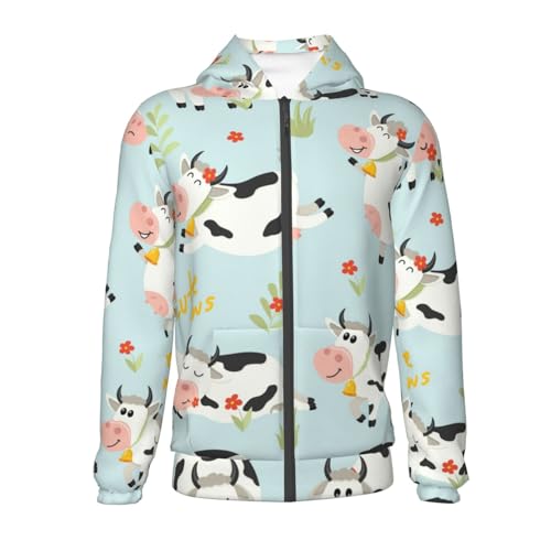 Cute Cows Kids Pullover Hoodies Boys Zip Up Sweatshirts Girls Athletic Clothes with Pocket2