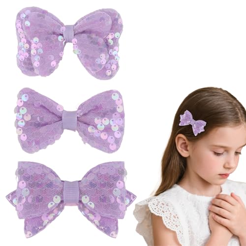 Pinzas para cabello moño brillante púrpura 3 unidades miniatura 1