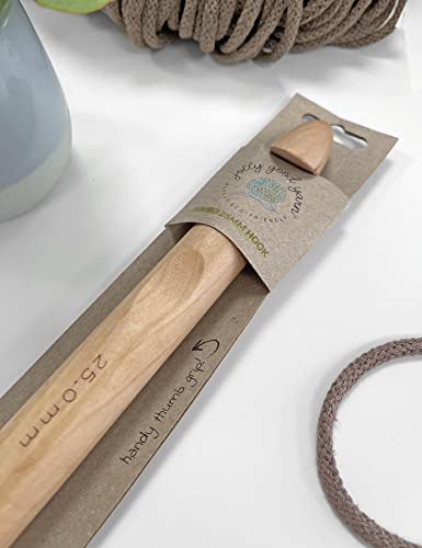 Jumbo Wooden Crochet Hooks, Thumb Grip, Smooth Light Wood, Eco-Friendly Packaging by Jolly Good Yarn (Jumbo 25mm Hook) - Image 3
