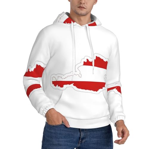 Sweat à capuche homme à cordon avec motif carte et drapeau de l'Autriche