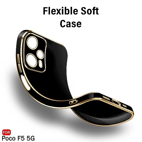 Image of TheGiftKart TPU Luxurious Golden-Plated Back Cover Case for Mi Poco F5 5G | Raised Lips for Camera & Screen Protection | Shockproof Design | Stylish Back Cover Case for Mi Poco F5 5G (Black)