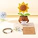 Lamyba Nana Gifts for Christmas or Birthday, Crochet Sunflower Decor with Message Card, Natural Stone Adjustable Nana Bracelet and Keychain Set, Mother’s Day Grandma Gifts for Nana Women