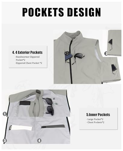 Image of Susclude Men's Quick Dry Lightweight Softshell Vest Windproof Sleeveless Jacket for Fishing Work Golf Hiking Casual Travel