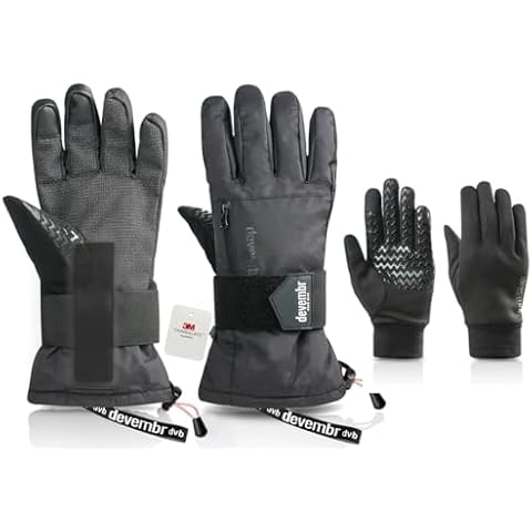 devembr Advanced Snowboarding Gloves with Wrist Guards & Removable Liners, Touchscreen, L Cover