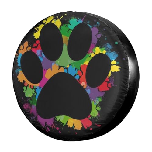 Image of Delerain Spare Tire Cover Colorful Dog Paw Wheel Covers Waterproof Dust-Proof UV Sun Universal Fit for Trailer RV SUV Truck and Many Vehicle (17 Inch for Diameter 31 inch-33 inch)