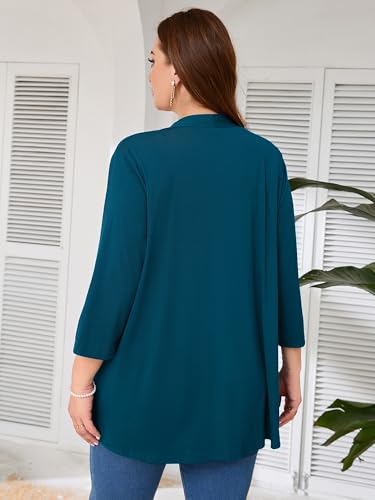 Image of AusLook Women's Plus Size Lightweight Open Front Cardigan 3 /4 Sleeve Cover Ups Shrugs Shawls and Wraps Kimono Jacket Coat