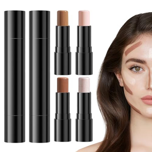 LQUYTA 2 Pièces Contouring Stick Maquillage, Stick Contouring Visage, pour Débutants Nez-Bronzer Stick Contour liquide Visage Highlighter Maquillage