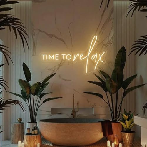TIME To relax Warm White Led Neon Lights for Wedding Event Wall Decor Party Salon Bar Business Logo Beauty Salon Massage Parlor High-End Restaurant