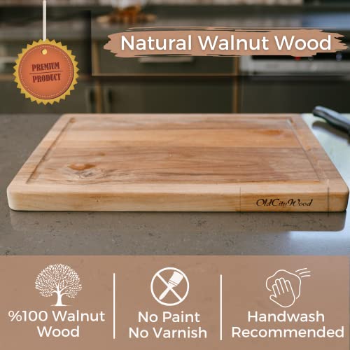 Walnut Wood Cutting Board For Kitchen 16X12'' With Juice Groove, Chopping Board Made Of Walnut Wood For Meat, Cheese And Vegetables (Large, 16X12 Inch) #TOP6