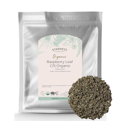 Starwest Botanicals Organic Raspberry Leaf - Herbal Loose Leaf Tea, Caffeine Free Natural Herbs,...