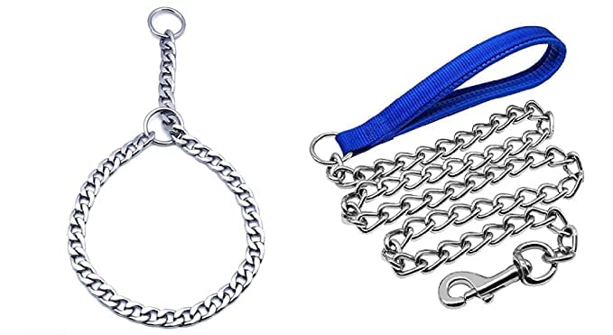 D&C PAWS Dog Heavy Duty Dimond Cut Stainless Steel Choke Chain and Leash Chain with Padded Handle Ideal for All Breeds Dogs and Puppies (Blue) (B0C53VNGFL) Amazon Price History, Amazon Price Tracker