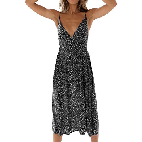Sunnywill Women Dress, Deals! Womens Floral Summer Party Evening Beach Short Mini Dress Sundress Womens Fashion Slim Fit Tunic Dress Long Maxi Dress Black