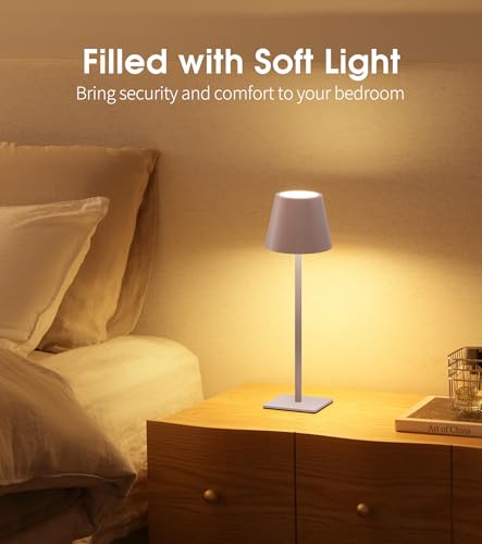 Image of UME 3 Pack Cordless Table Lamp, Battery Operated Lamp - Portable Waterproof Rechargeable Table Lamp w / 3 Color Temps & Stepless Dimming for Dinner, Desk, Cafe, Outdoor (Pink)