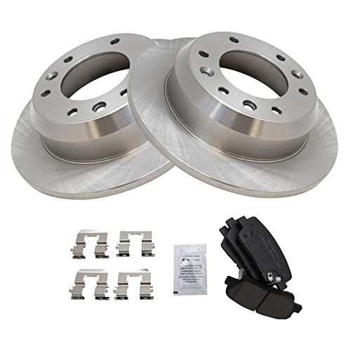Image of TRQ Rear Brake Pad and Rotor Set Ceramic Rotors | For 2007-2008 Hyundai Entourage 2007-2012 Kia Sedona