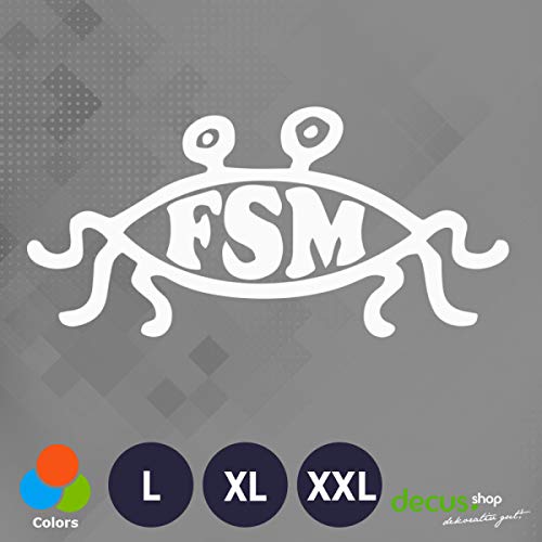 Decus Fliegendes Spaghettimonster Flying Spaghetti Monster - FSM L 0137 (weiß) // Sticker OEM JDM Style Aufkleber