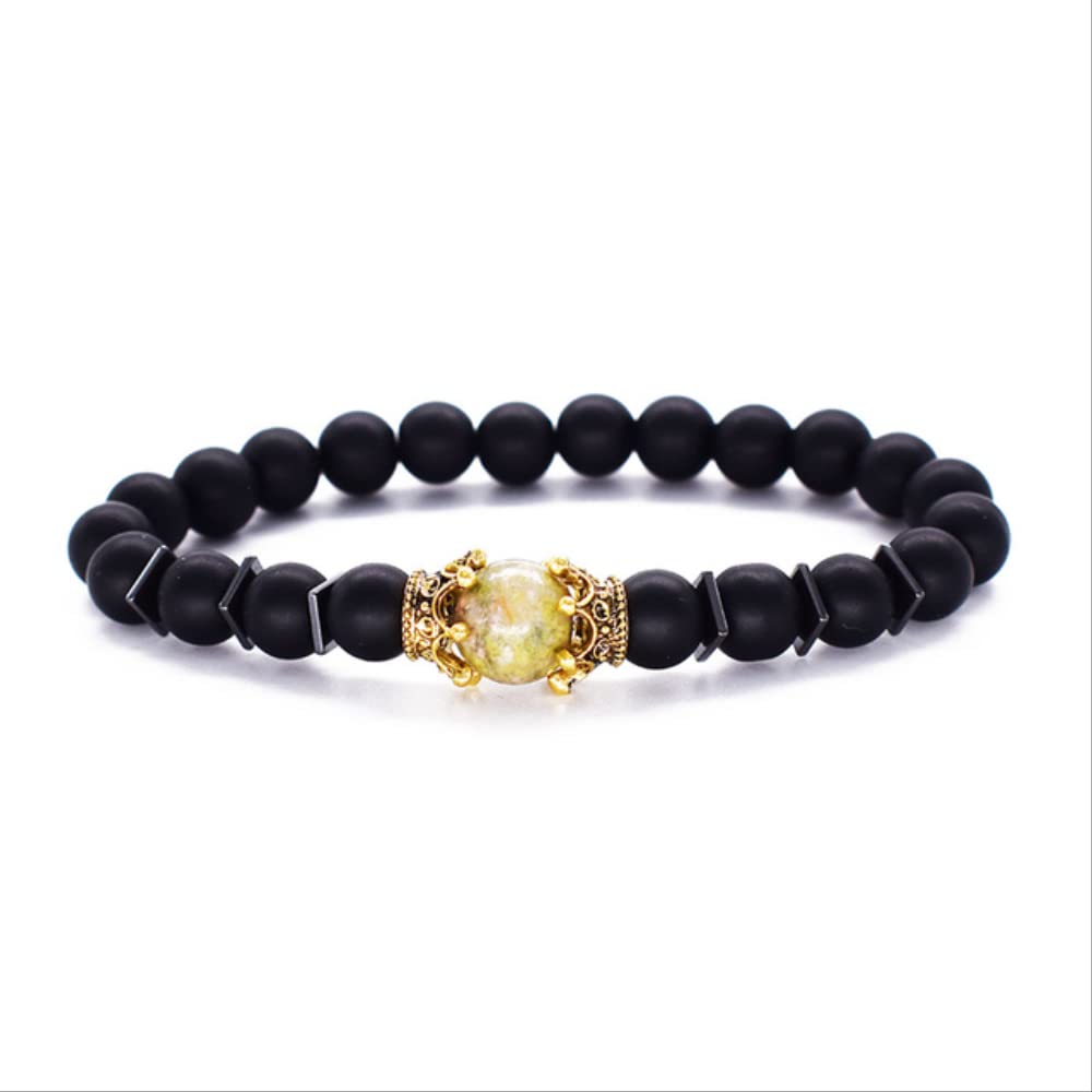 Bracelet de diffuseur de lave noire le cadeau masculin idéal avec perles de pierres - 2