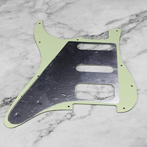 Fleor 3Ply Mint Green 11 Hole Round Corner Strat Hss Pickguard Guitar Backplate Set Fit Usa/Mexican Stratocaster 4-Screw Humbucking Mounting Open Pickup #TOP3