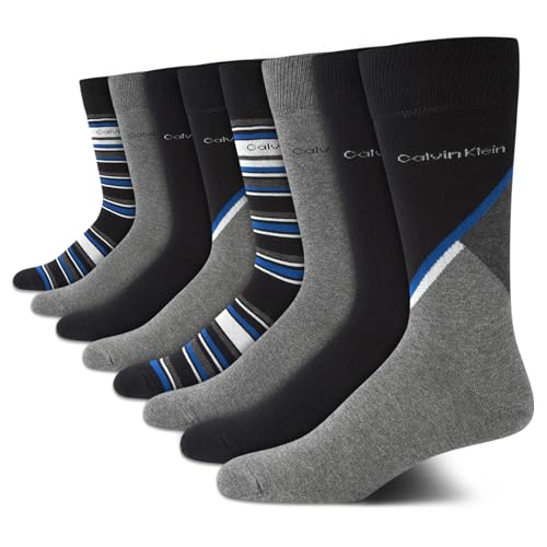 Calvin Klein Men's Dress Socks - 8 Pack Breathable Cotton Mid Crew Socks - Casual Long Work Socks for Men (Sizes 7-12)