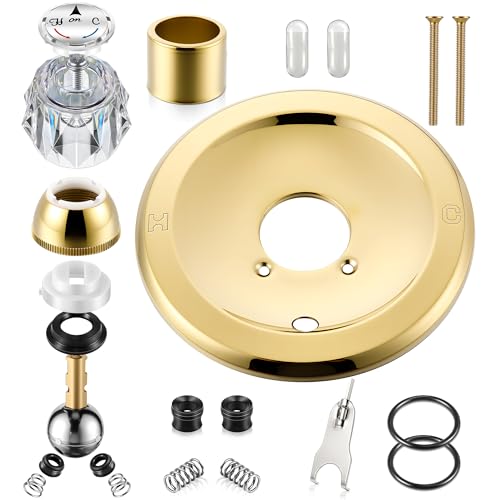 Avenuebool Kit de reparación de manija de ducha compatible con Delta RP6046, kit de molduras de un solo mango compatible con válvula de ducha Delta serie 600, con desviador de botón (perilla, latón