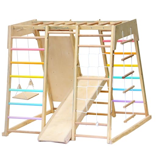 Curious Cub Foldable 7 in 1 Jungle Gym Set for Kids - Durable Climbing Triangle for Toddlers, Colorful Climbing Toys Indoor with Swing, Rope & Rock Climb, Monkey Bar, Ramp & Slide (B0CDHCBY7D) Amazon Price History, Amazon Price Tracker