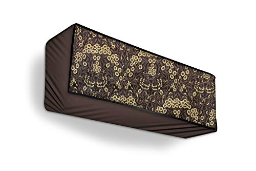 Image of Stylista Split ac Cover for Indoor and Outdoor Unit of 1.5 ton ac Waterproof and dustproof Brown Leaves and Floral Pattern