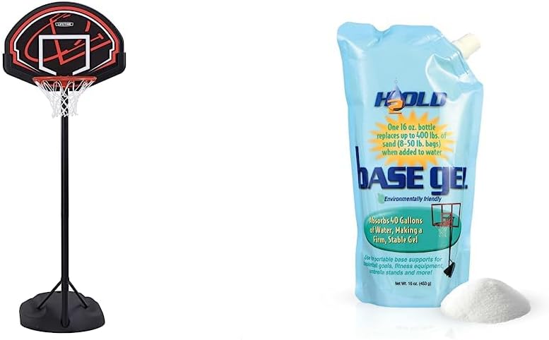 Lifetime 90022 32" Youth Portable Basketball Hoop, Red/Black & BaseGel Polymer for Basketball Goal and Outdoor Indoor Sign Hoops Bases, 16 oz