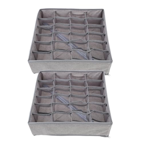 CONGARTENO 2個 布製折りたたみ式格下着収納ボックス 引き出し仕切り付きクローゼット用オーガナイザー 通気性 防塵 省スペースで靴下やブラ整