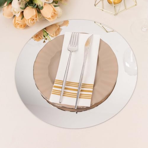 10 platos decorativos redondos espejo de plástico plateado 13" miniatura 4